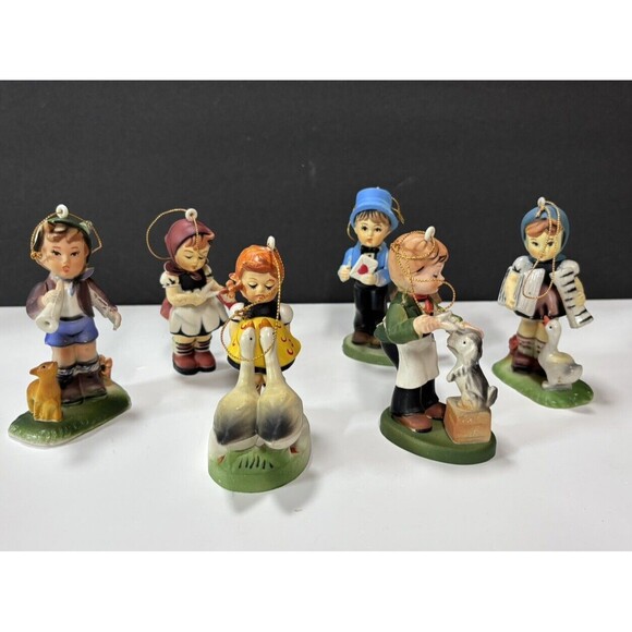 Vintage Plastic Kurt S Adler Hummel Like Christmas Ornaments Set of 6 Unique - Picture 1 of 9